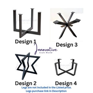 May include: Four different designs of black metal table legs. The legs are shown in a white background. The text "Innovative Craft World" is visible in the image.