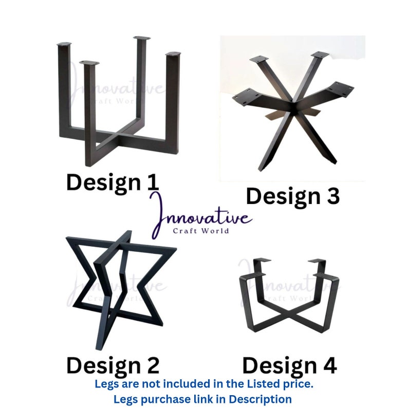 May include: Four different designs of black metal table legs. The legs are shown in a white background. The text "Innovative Craft World" is visible in the image.