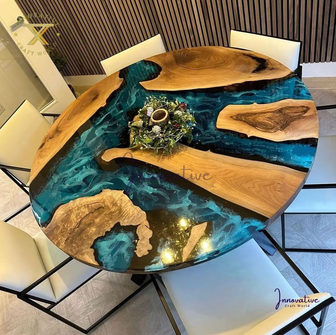 Round Epoxy Coffee Table Round Epoxy Dining Table Round Etsy