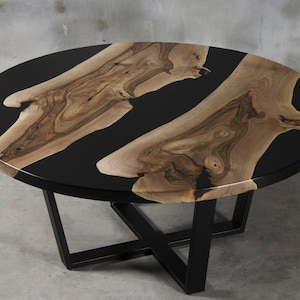 Round Epoxy Dining Table, Round Dining Table, Round Epoxy Coffee Table, Round Epoxy Table, Industrial Dining Table, Round Epoxy Coffee Table Style 3