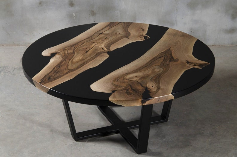 Round Epoxy Dining Table, Round Dining Table, Round Epoxy Coffee Table, Round Epoxy Table, Industrial Dining Table, Round Epoxy Coffee Table Style 3