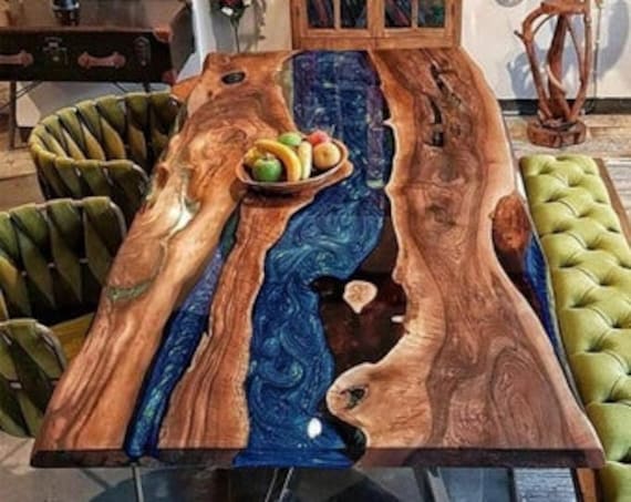 Wooden epoxy resin table discount