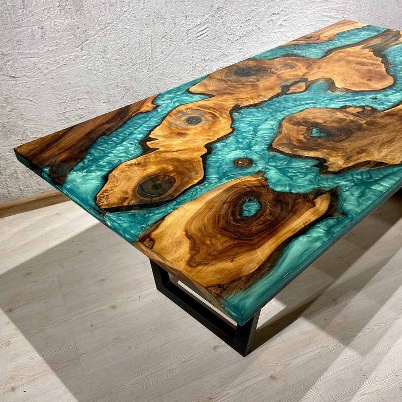 Epoxy Kitchen Table Dining Table Epoxy Dining Table Epoxy Etsy