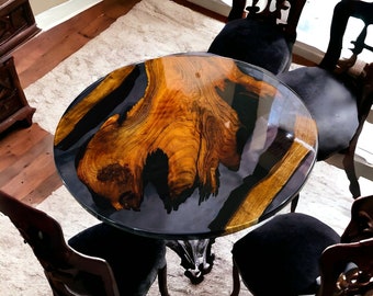 48" Round Epoxy Dining Table, Round Epoxy Coffee Table, Round Black Epoxy Table, Round Epoxy Resin Table, Coffee Table, Dining Table