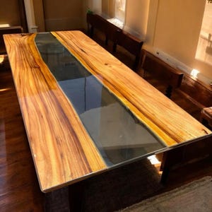 Luxury Epoxy Resin Dining Table Top, Handmade River Table, Office Desk, Kitchen Countertop, Living Room Table & Reception Desk