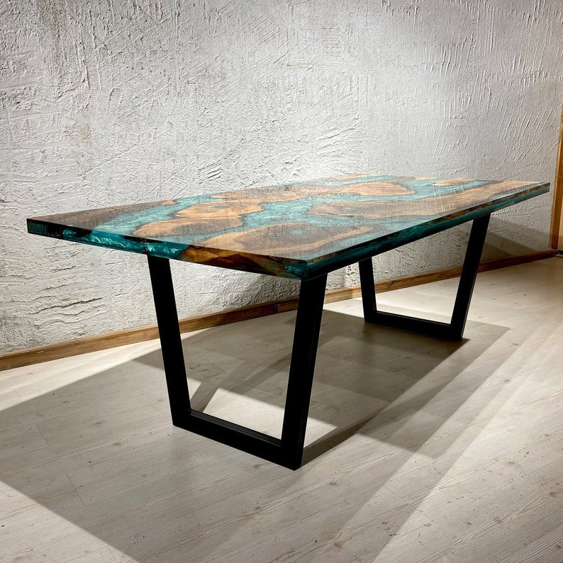 Epoxy Kitchen Table Dining Table Epoxy Dining Table Epoxy Etsy