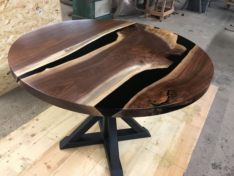 Round Epoxy Dining Table, Round Dining Table, Round Epoxy Coffee Table, Round Epoxy Table, Industrial Dining Table, Round Epoxy Coffee Table Style 4
