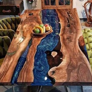Blue Epoxy River Table, Epoxy dining table, Epoxy Resin Table, Epoxy table Top, resin dining room table, Epoxy Wood Table with Legs