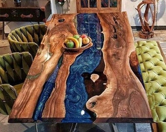 Blue Epoxy River Table, Epoxy dining table, Epoxy Resin Table, Epoxy table Top, resin dining room table, Epoxy Wood Table with Legs
