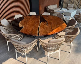 10 seater Round Dining Table, Round Epoxy Dining Table, Patio Table, Custom Order, Epoxy Resin Table, Round Epoxy Table,