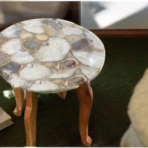 Luxury Agate Side Table, End Table, Coffee Table, Corner Sofa Table, Handmade Gemstone Furniture for Home Decor