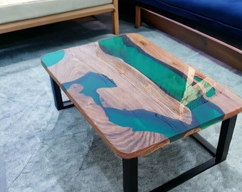 Epoxy Coffee Table, Living Room Table, epoxy Centre Table, epoxy resin table, Epoxy Wood Table, Epoxy Table Top Green Epoxy Coffee Table