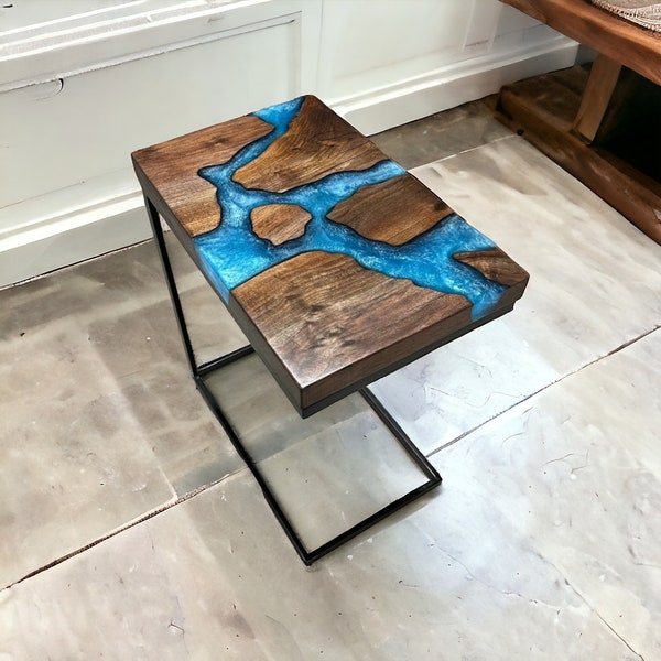 Epoxy Side Table, Epoxy End table, Epoxy Resin table, River Table Epoxy, River table, epoxy resin C table, epoxy sofa table, side table