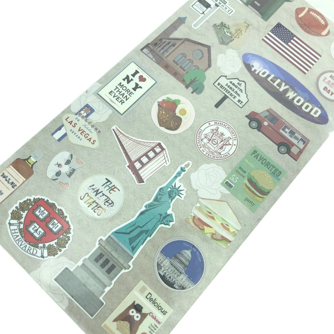 USA Sticker Sheet 25 Stickers Scrapbooking Bullet Journal Planner - Etsy