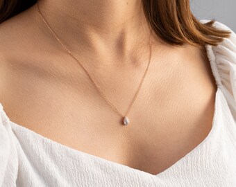 Liara Tear Drop Jeweled Necklace with Cubic Zirconia Polished and Nickel Free Liara Tear Drop Jeweled Necklace with Cubic Zirconia Polished and Nickel Free
