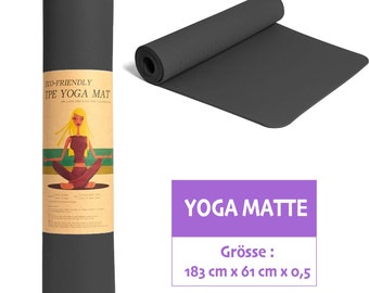 YOGA Anti-Rutsch-Yoga-Matte Training Yoga Fitness Bio Eco Friendly Workout Matten & Tragegurt Pilates in Schwarz