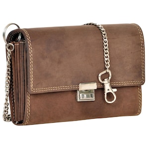 Cartera de camarero profesional / monedero de camarero, aspecto vintage, cuero real, en marrón