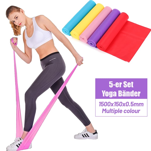 5er-Set Theraband Fitnessbänder Gummiband Terra-Band Yoga Band Home Training DE