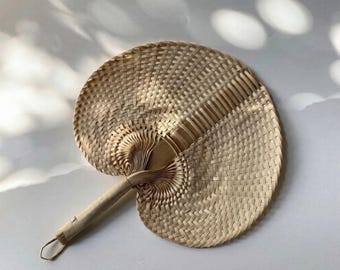Handwoven Lontar Palm Fan – Tropical Beach Wedding Home Decor
