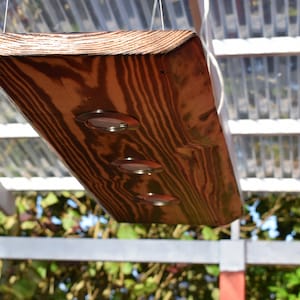 Ceiling lamp wood larch flamed 80 cm 3 LEDs hanging light rustic unique piece