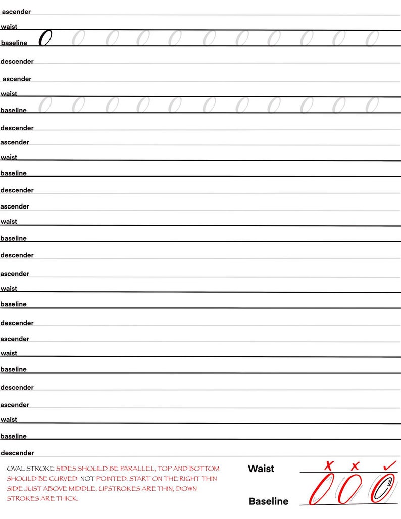 Calligraphy Workbook Guide With Basic Strokes, All Lowercase and ...