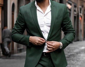 Green Formal Suit - Man Suit - Elegant Fashion Suit - Green Two Piece - Wedding Wear Gift - Formal Fashion Suit - Men Green Suit.