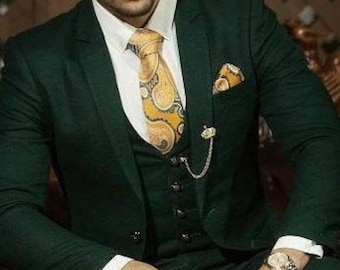 Men Suit Green 3 Piece Formal Fashion Wedding Groom Wear Slim Fit Party Wear Men Suits Wedding.