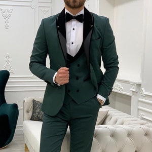 Men Suits Green 3 Piece Tuxedo Green Wedding Groom Party Wear - Etsy