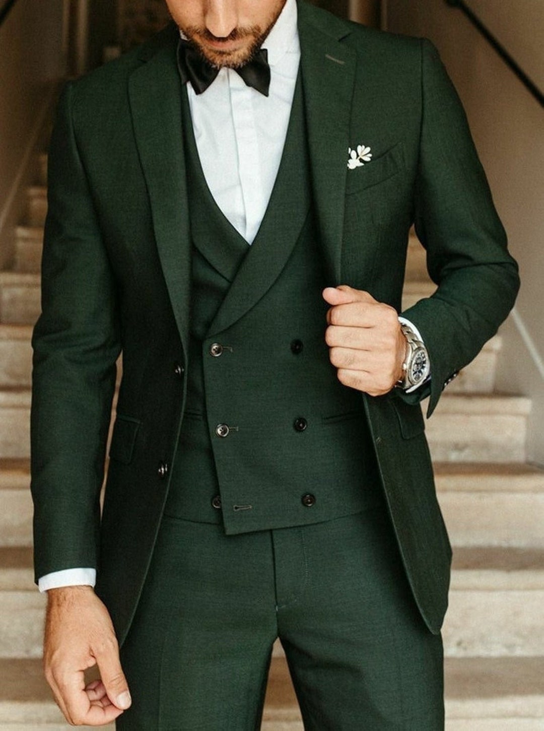 Men Suits Dark Green Wedding Suit Groom Wear Suit 3 Piece Suit Two