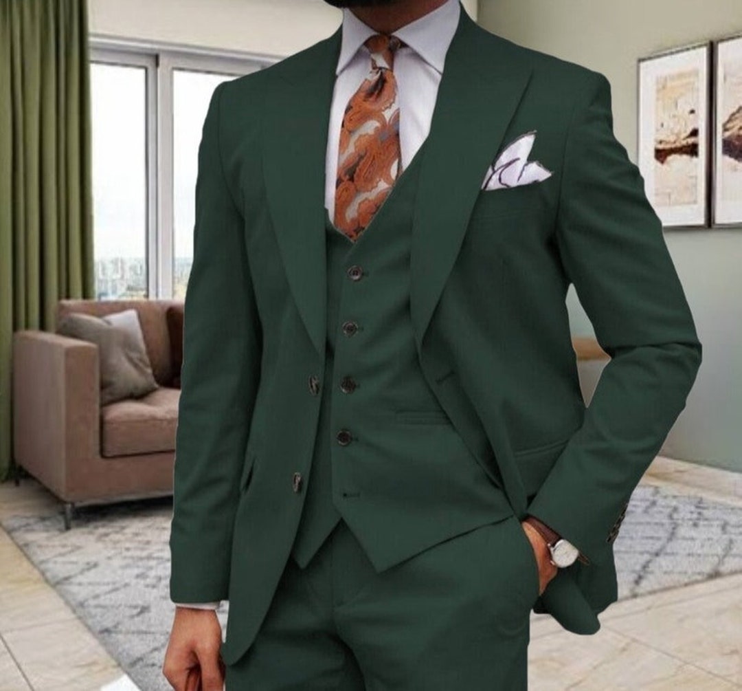 Men Suit Dark Green Wedding Suit 3 Piece Slim Fit Green Suit Etsy