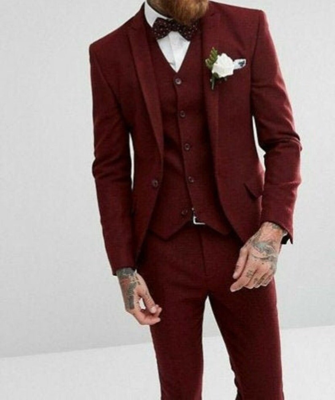 Men's Suit 3 Piece Suit Burgundy Wedding Wear Suit for Men Etsy