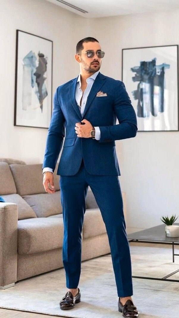 Men Suits Blue 2 Piece Tuxedo Blue Wedding Groom Party Wear - Etsy