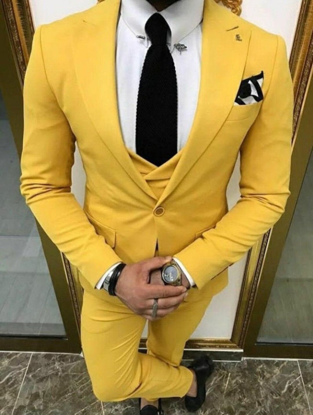 Traje de hombre Traje de boda amarillo Traje de novio Traje de