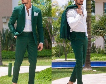 MEN GREEN SUIT -  Green Wedding Suit - Two Piece Suit - Elegant Green Suit  - Slim Fit  Suit  -  Suit For Gift.