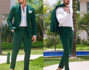 MEN GREEN SUIT Green Wedding Suit Two Piece Suit Elegant - Etsy