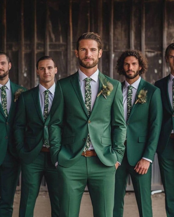 Emerald Green Suits for Men Slim Fit 2 Piece Suit Formal 