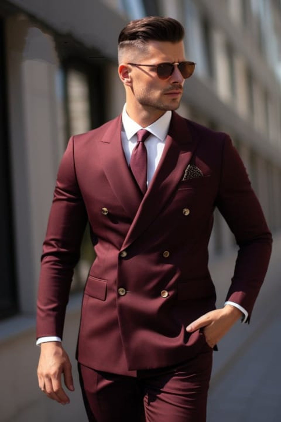 Mens red shop double breasted suit