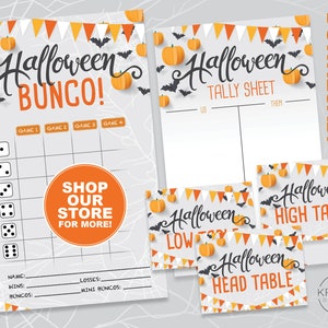 Halloween Bunco Set, Bunco Score Cards, Tally Sheets, Table Cards and Table Tents, Printable - Instant Download