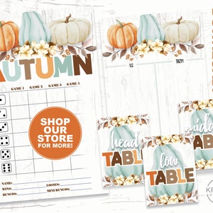 Fall Autumn Bunco Set, Bunco Score Cards, Tally Sheets, Table Cards and Table Tents, Printable - Instant Download