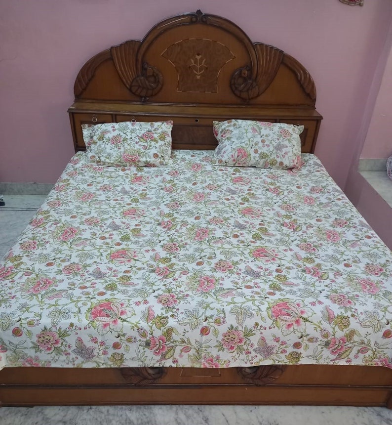 Queen Size Bedspread Hand Block Printed Bedspread Pink - Etsy