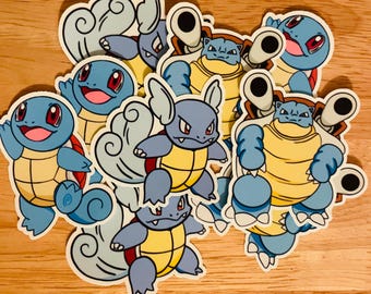 Squirtle, Wartortle, and Blastoise Sticker Pack