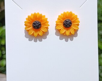 Sunflower Stud Earrings For Women - Yellow Daisy Drop Dangle Jewelry, Floral Gift