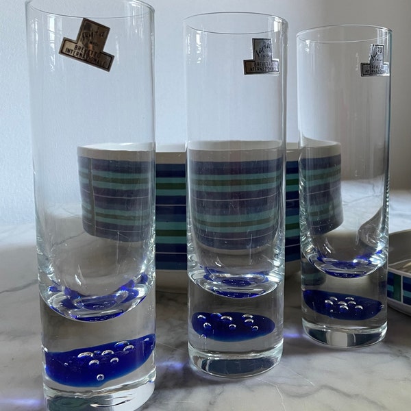 Set mit 6 hohen Gläsern aus Muranoglas, hergestellt in Italien