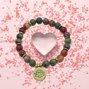 Carnelian and Unakite Bead Bracelet - Affordable Christmas Gift