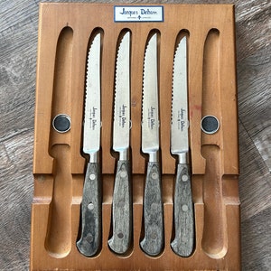 Vintage Jaques Debat Magnetic Knife Set Four Included 2 Missing.