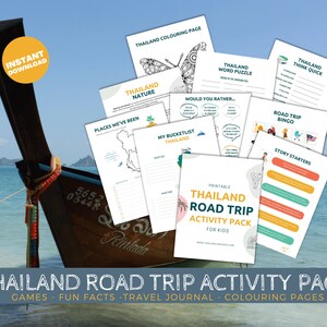 Druckbare Thailand Road Trip Aktivität Paket für Kinder, Reiseaktivitäten, Road Trip Spiele, Kinder Reisespiele, Kinder Auto Aktivitäten Englisch