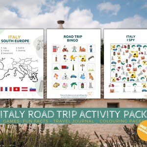 Printable Italy road trip activity pack, Travel Activities, Road Trip Games Bundle, Kids Travel Games, Kids Car Activities, Road Trip Games image 5