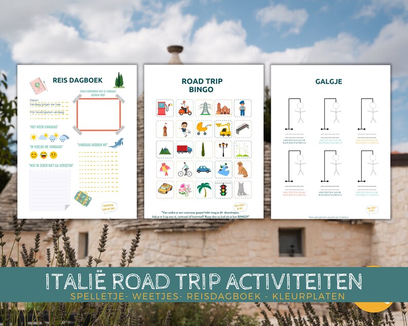 Printable Italië road trip Activiteiten voor kinderen NL, Reisspelletjes, Road Trip Spelletjes, Vakantie doeboek, Italië activiteiten image 6