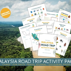 Druckbare Malaysia Road Trip Aktivitätspaket für Kinder, Reiseaktivitäten, Road Trip Spiele, Kinder Reisespiele, Kinderaktivitäten, Road Trip Spiele