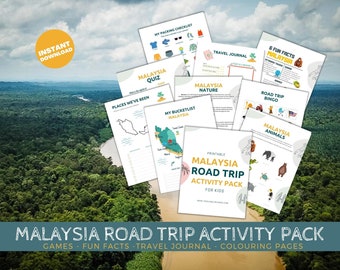 Printable Malaysia road trip activity pack, Travel Activities, Road Trip Games, Kids Travel Games, Kids Car Activities, Road Trip Games